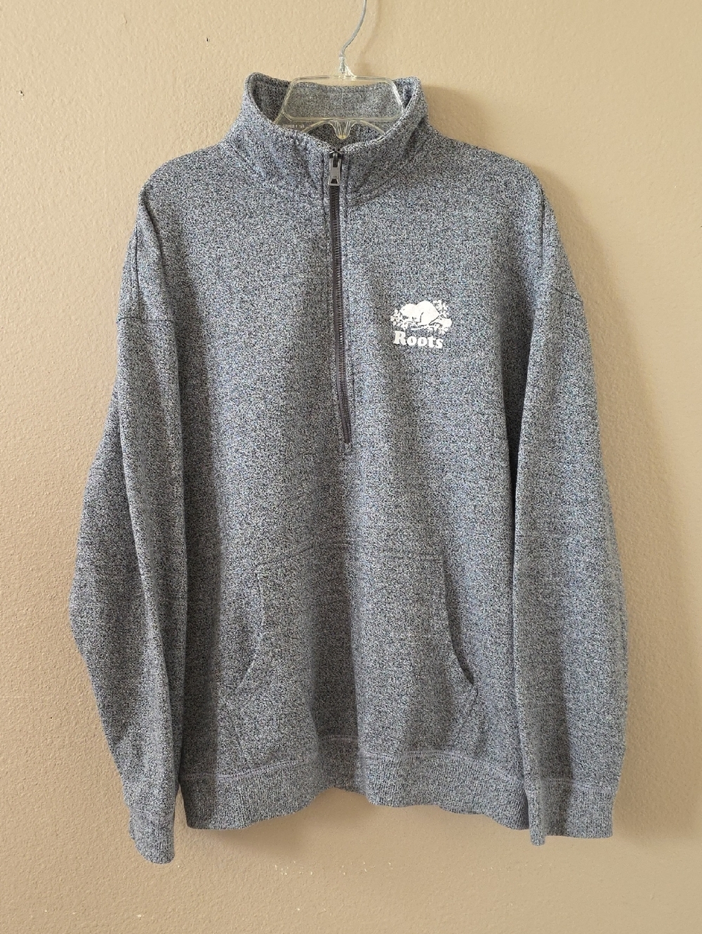 Roots Womens Gray Relaxed Half Zip Mock Neck Sweatshirt - Size Medium